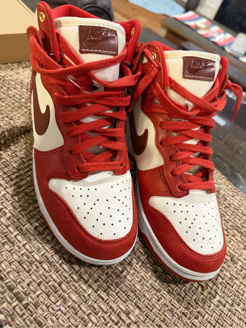 Nike Women’s High-Top Sneakers in Red and Cream